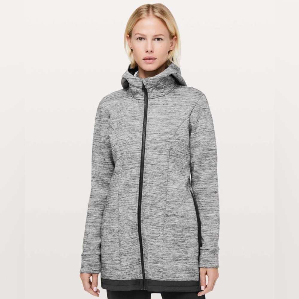 Lululemon Heathered Spaced Dyed Black Slub Pick Your Path Jacket Size 4 $128
